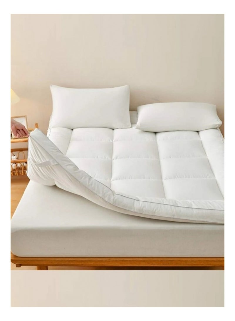 Comfy 180 x 200 x 10cm Hotel Style White Mattress Topper with Fiber Filling