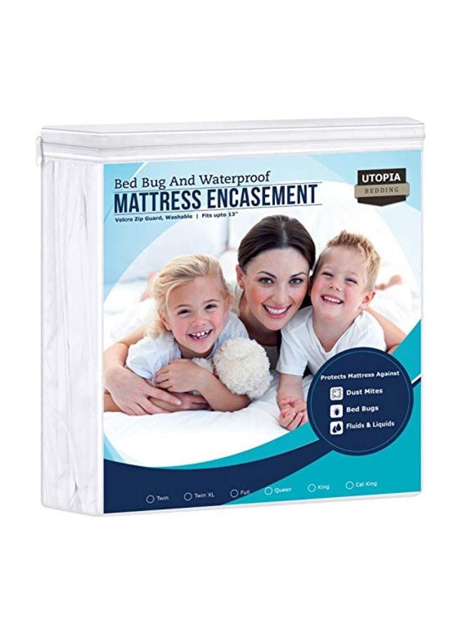 Waterproof Mattress Protector Polyester White Twin