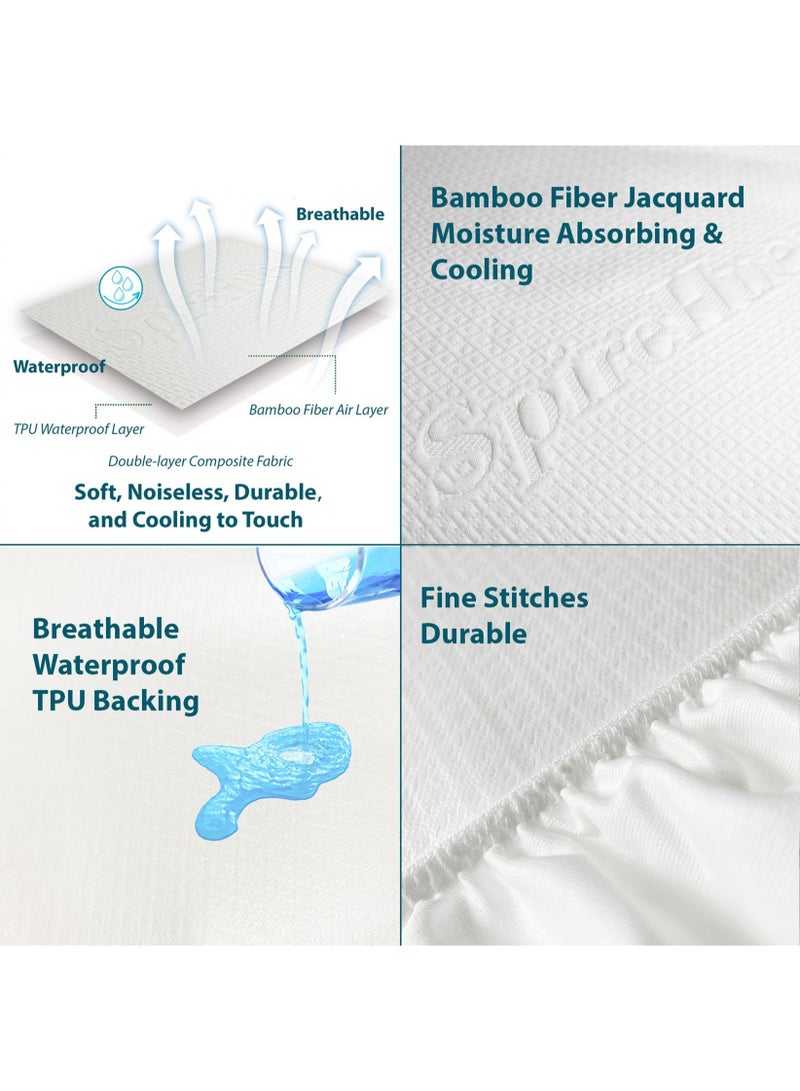 SpireHues Premium Waterproof Bamboo Mattress Protector