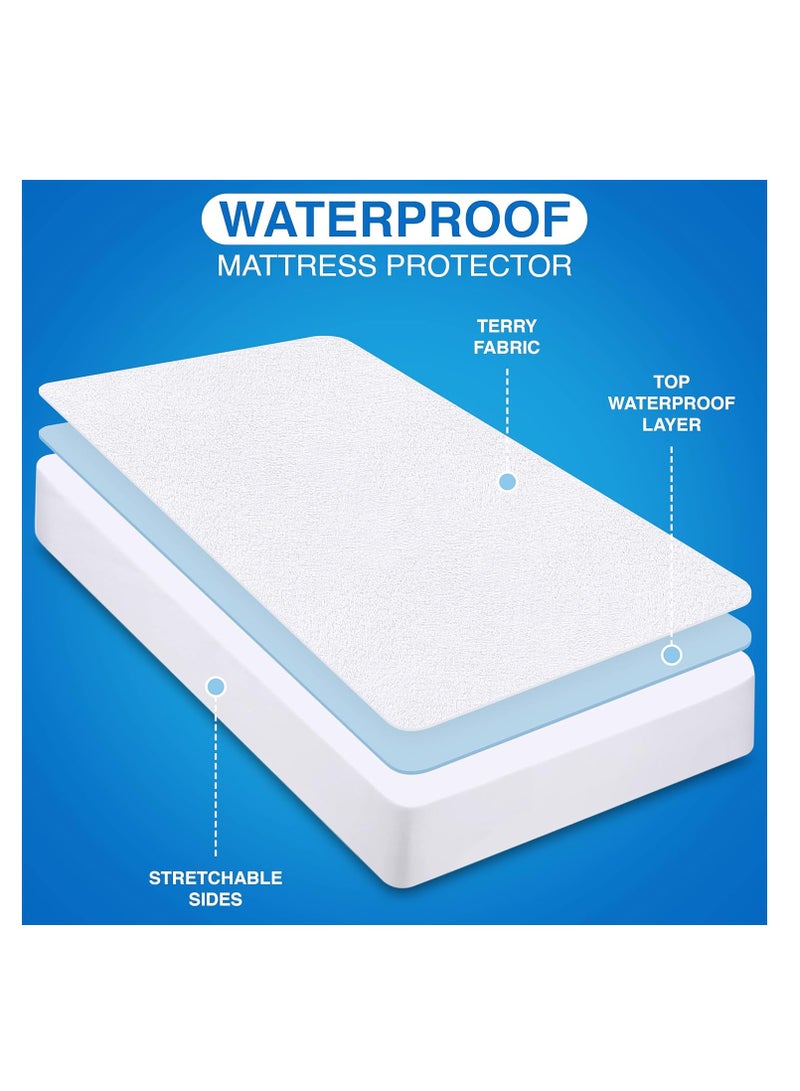 Utopia Bedding Waterproof Mattress Protector Twin Size, Premium Terry Mattress Cover 200 GSM, Breathable, Fitted Style with Stretchable Pockets (White)