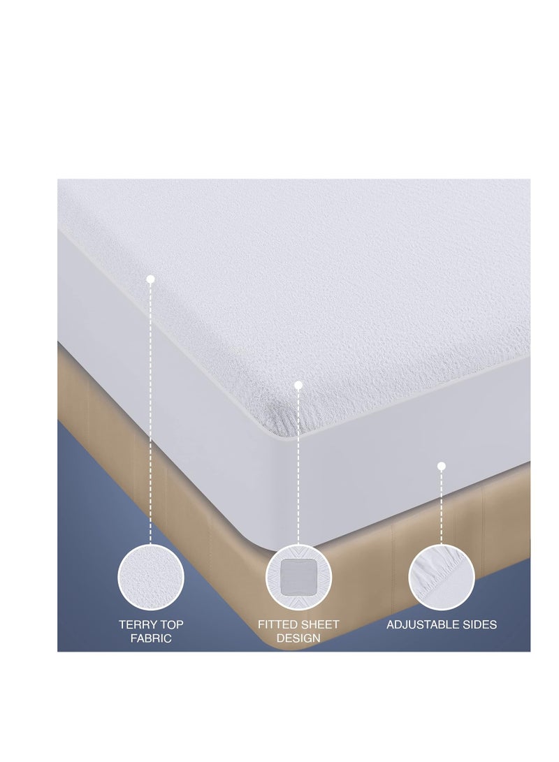 Utopia Bedding Waterproof Mattress Protector Twin Size, Premium Terry Mattress Cover 200 GSM, Breathable, Fitted Style with Stretchable Pockets (White)