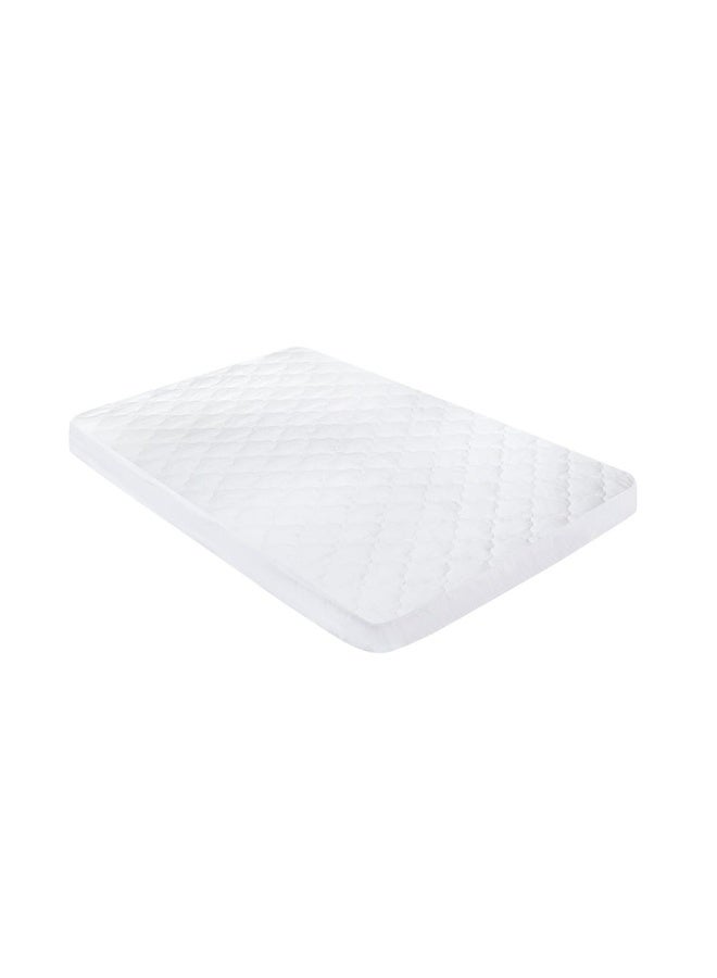 Hru Cotton Mattress Protector, White - 120X200+30 Cm