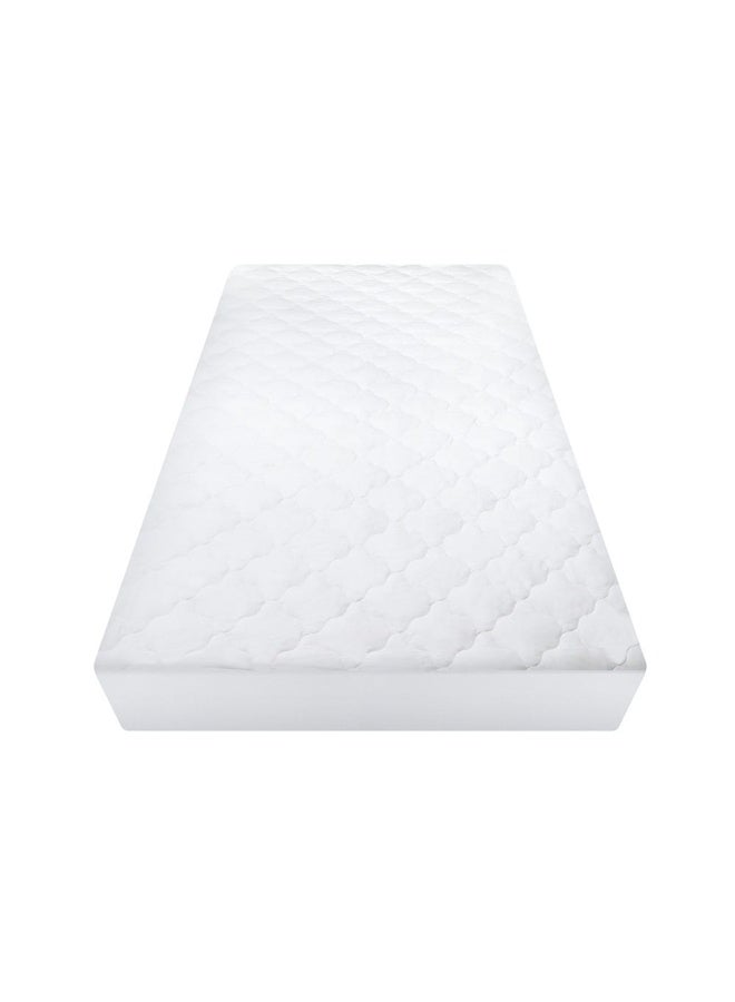 Hru Cotton Mattress Protector, White - 120X200+30 Cm