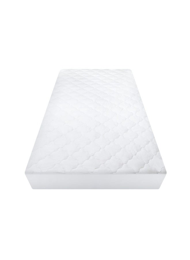 Hru Cotton Mattress Protector, White - 150X200+30 Cm