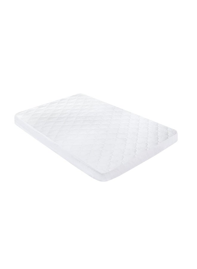 Hru Cotton Mattress Protector, White - 150X200+30 Cm