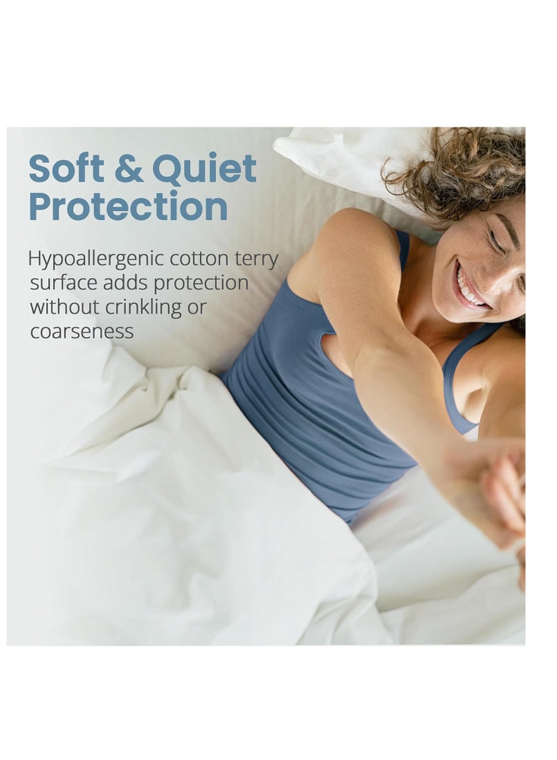 SafeRest 100% Waterproof Queen Size Mattress Protector - Fitted with Stretchable Pockets - Machine Washable Cotton Mattress Cover for Bed