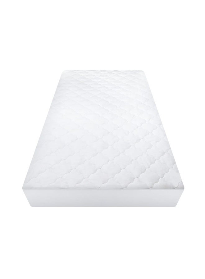 Hru Cotton Mattress Protector, White - 180X200+30 Cm