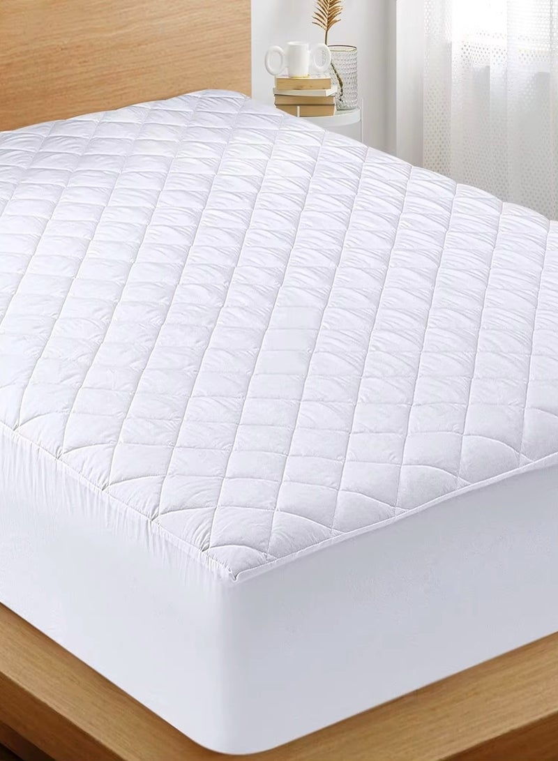 Mattress Protector 144TC Cotton Soft Quilted, 100%Waterproof, King/Queen/Double/Single Sizes, Color White