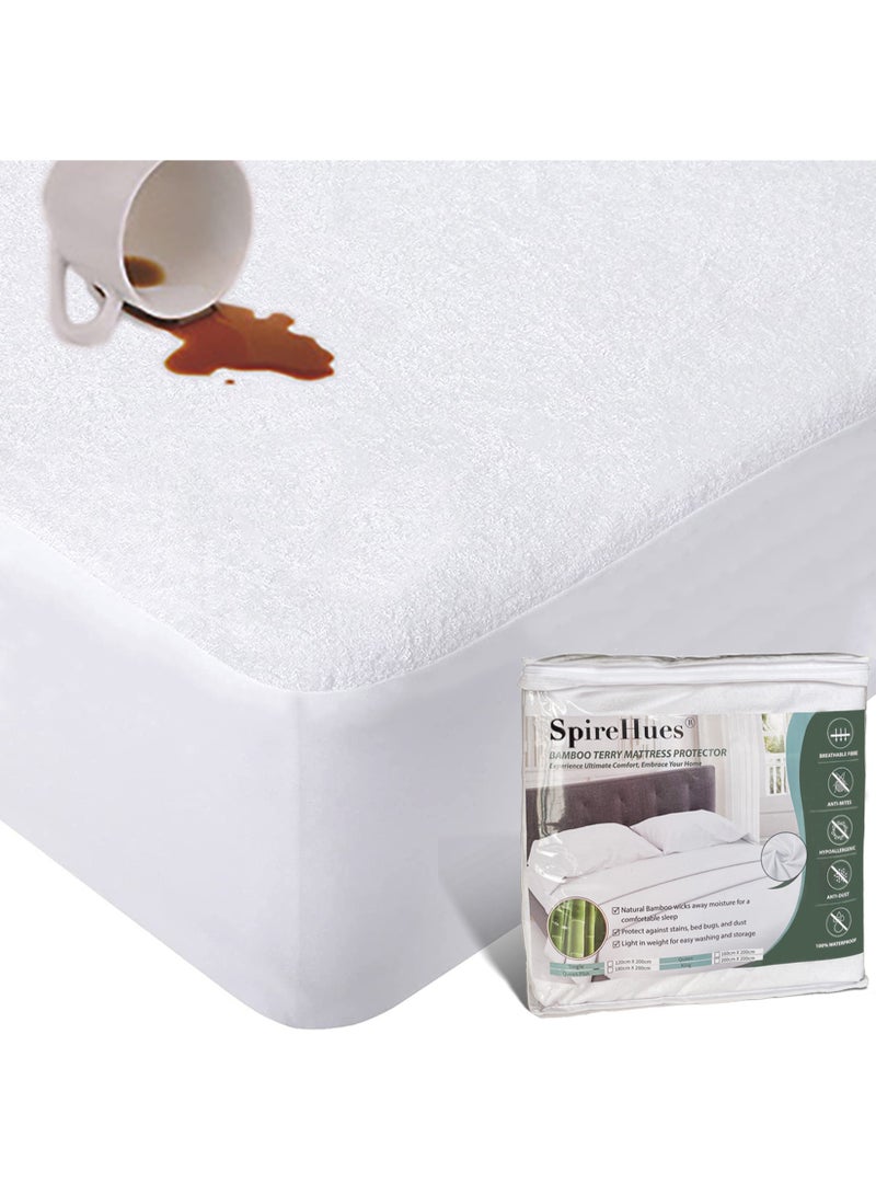 SpireHues Waterproof Bamboo Terry Mattress Protector