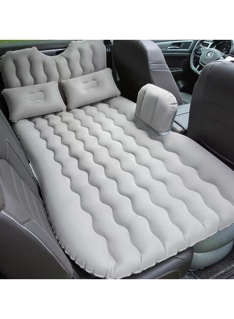 5 Piece Inflatable Car Air Mattress Bed with Back Rear Seat Pump Portable Car Travel Car Camping for Medium and Large Car Universal SUV Air Couch with Two Air Pillows (Grey)