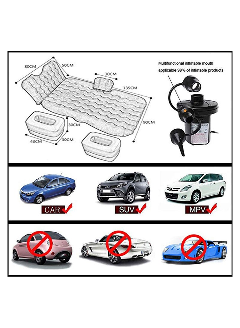 5 Piece Inflatable Car Air Mattress Bed with Back Rear Seat Pump Portable Car Travel Car Camping for Medium and Large Car Universal SUV Air Couch with Two Air Pillows (Grey)
