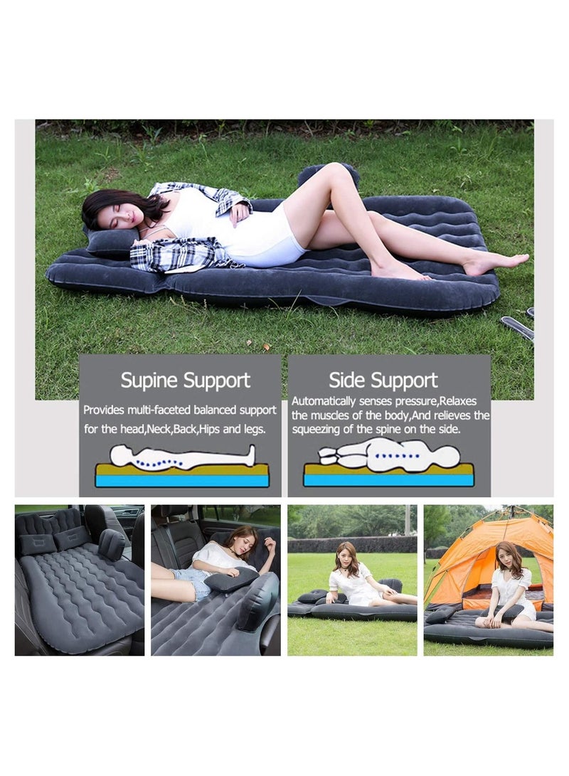 5 Piece Inflatable Car Air Mattress Bed with Back Rear Seat Pump Portable Car Travel Car Camping for Medium and Large Car Universal SUV Air Couch with Two Air Pillows (Grey)