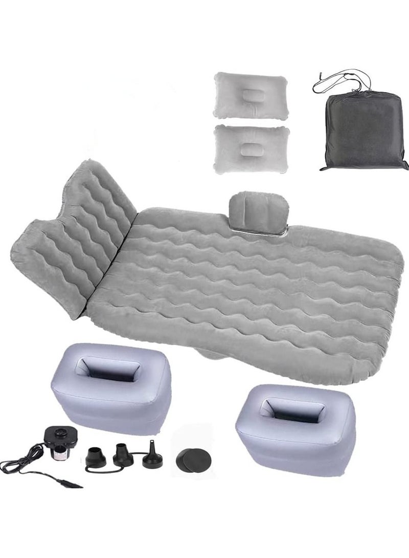 5 Piece Inflatable Car Air Mattress Bed with Back Rear Seat Pump Portable Car Travel Car Camping for Medium and Large Car Universal SUV Air Couch with Two Air Pillows (Grey)