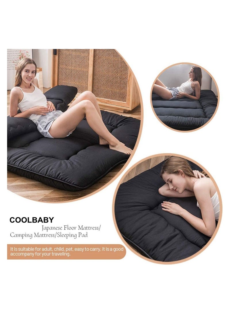 COOLBABY Japanese Floor Mattress Futon Mattress Thicken Tatami Mat Sleeping Pad Foldable Roll Up Mattress Dormitory Mattress Pad Kids Floor Lounger Pillow Bed