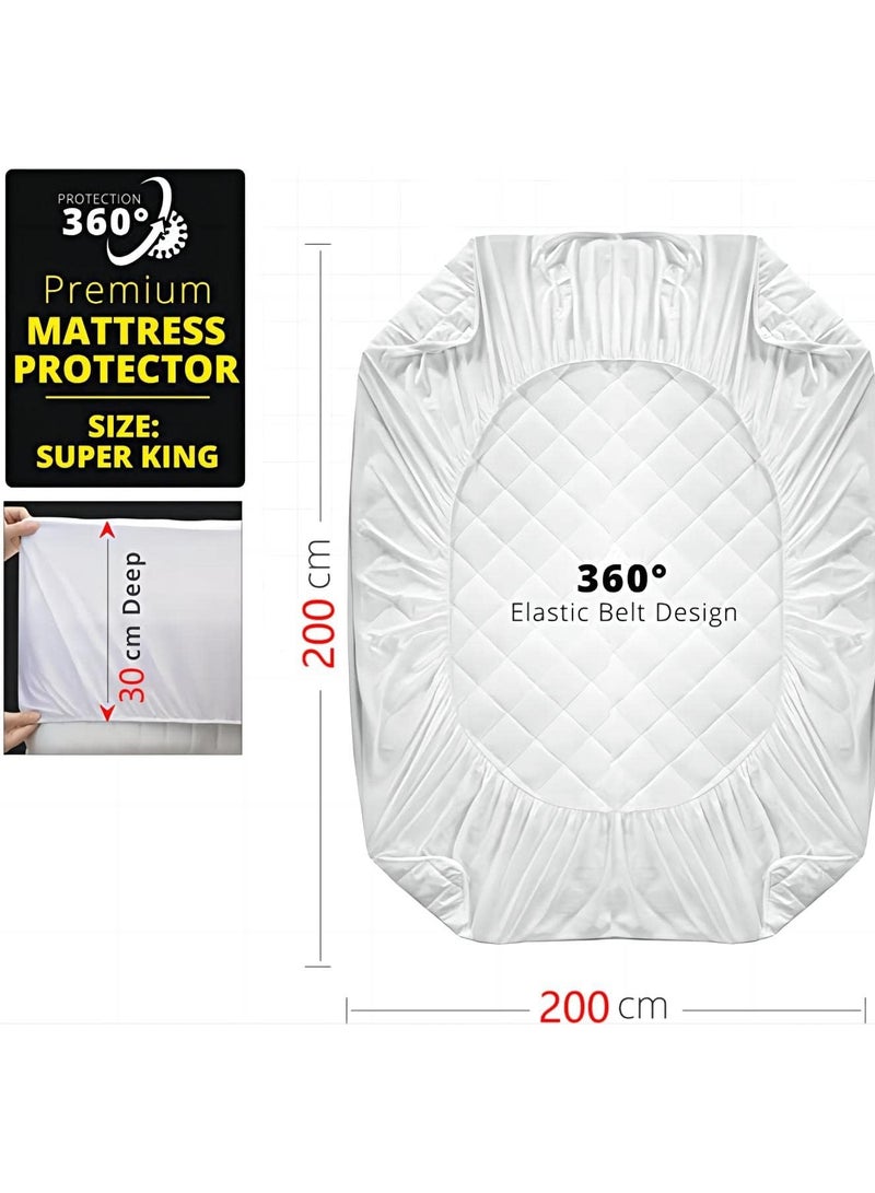 COOLBABY Mattress Protector in White   Extra-Deep Microfibre Mattress Cover