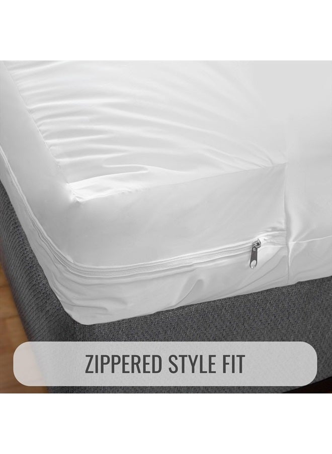 Waterproof Mattress Protector, Mattress Pad, Waterproof Mattress Cover, Bed Pad and Bed Coverr, Encased Zippered Fit, King, White