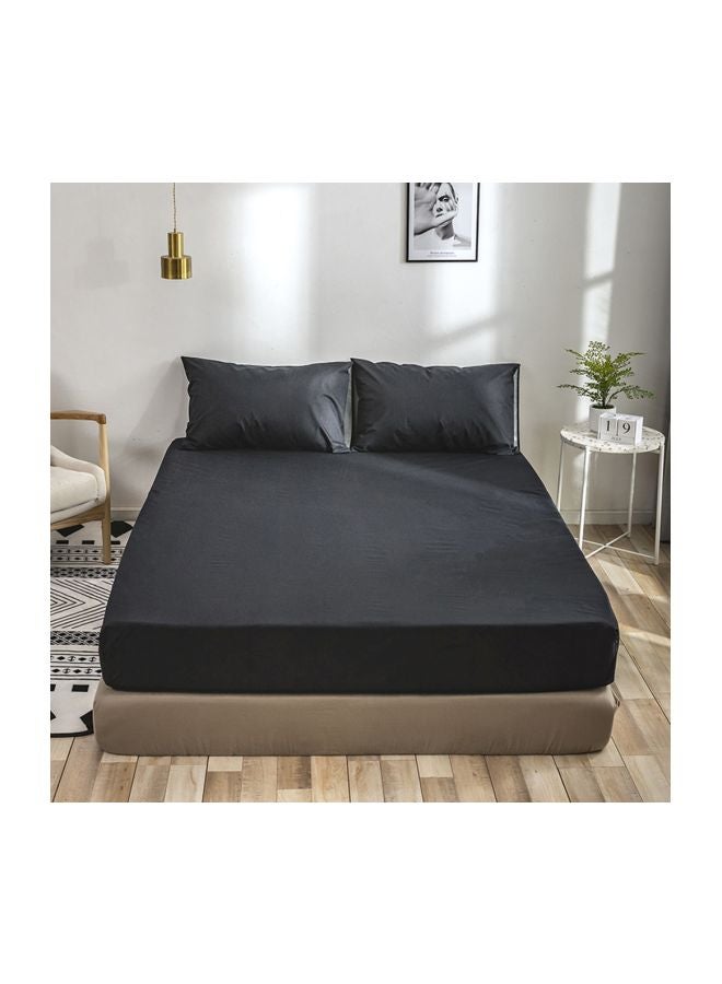 Waterproof Mattress Encasement Polyester Black 203x153x40cm