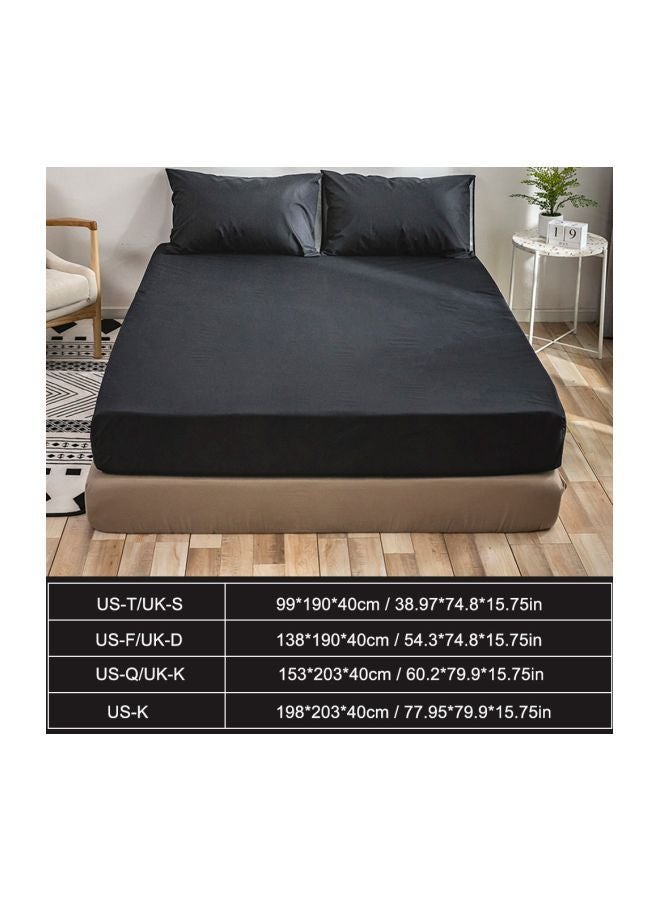 Waterproof Mattress Encasement Cover Polyester Black 203x198x40cm