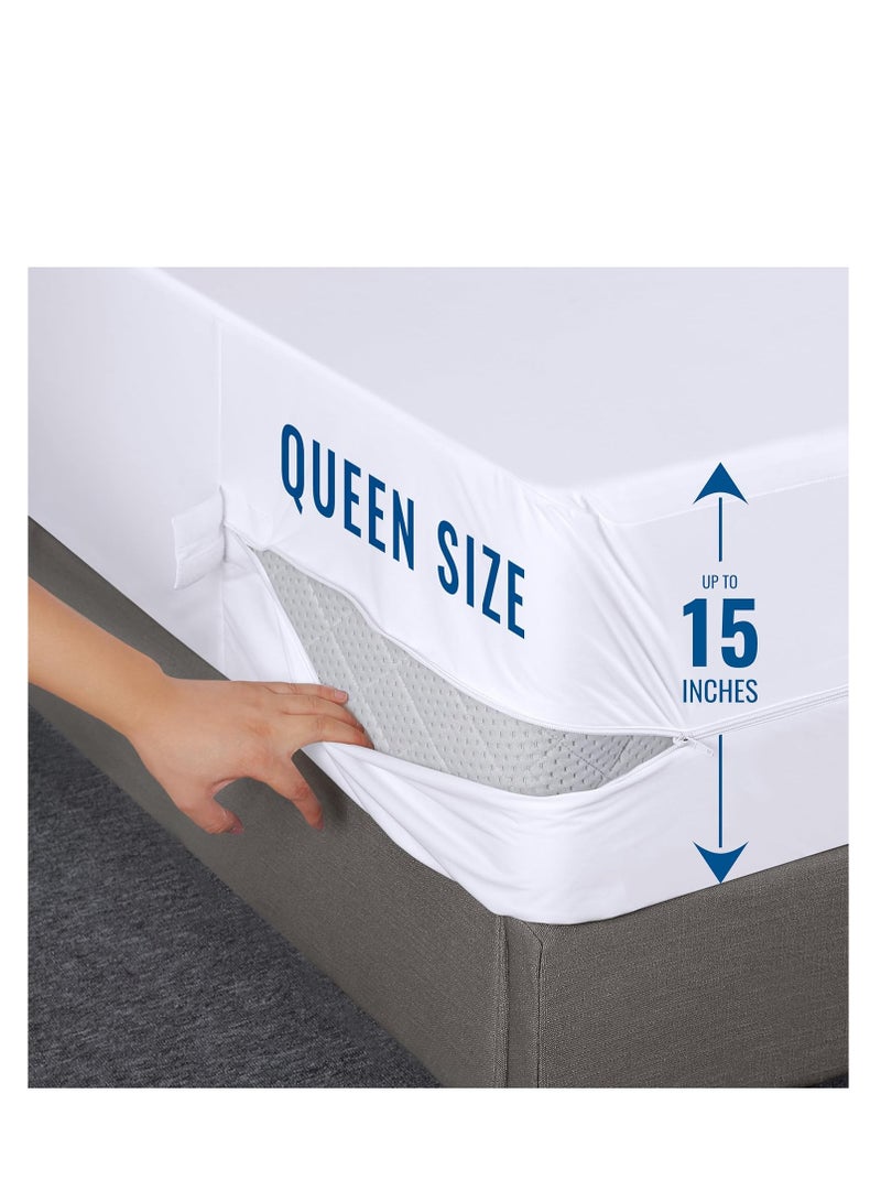 Utopia Bedding Zippered Mattress Encasement Queen - 100% Waterproof and Bed Bug Proof Mattress Protector - Absorbent, Six-Sided Mattress Cover