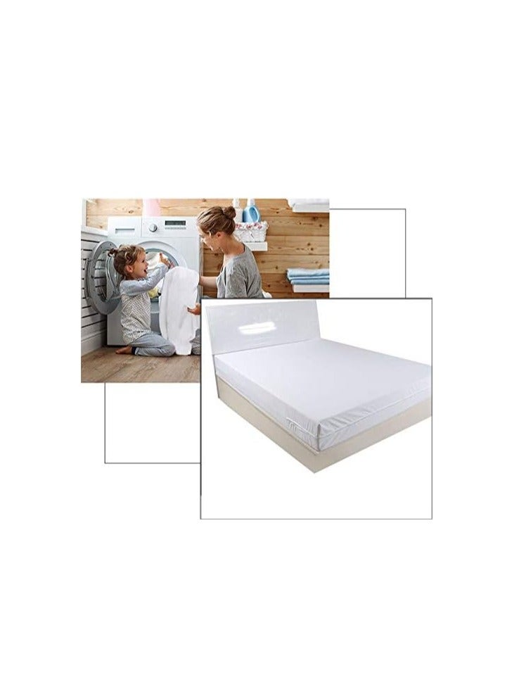 Waterproof Zipped Mattress Protector King Size Mattress Encasement Cover with Zip All Round Bed Protection 30cm Deep Fitted (King 182x200cm+30cm)