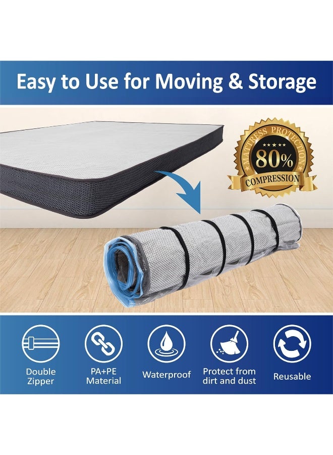 Storage Logic Queen/Full/Full-Xl Foam Mattress Vacuum Bag With Blue Zipper, Mattress Storage Bag