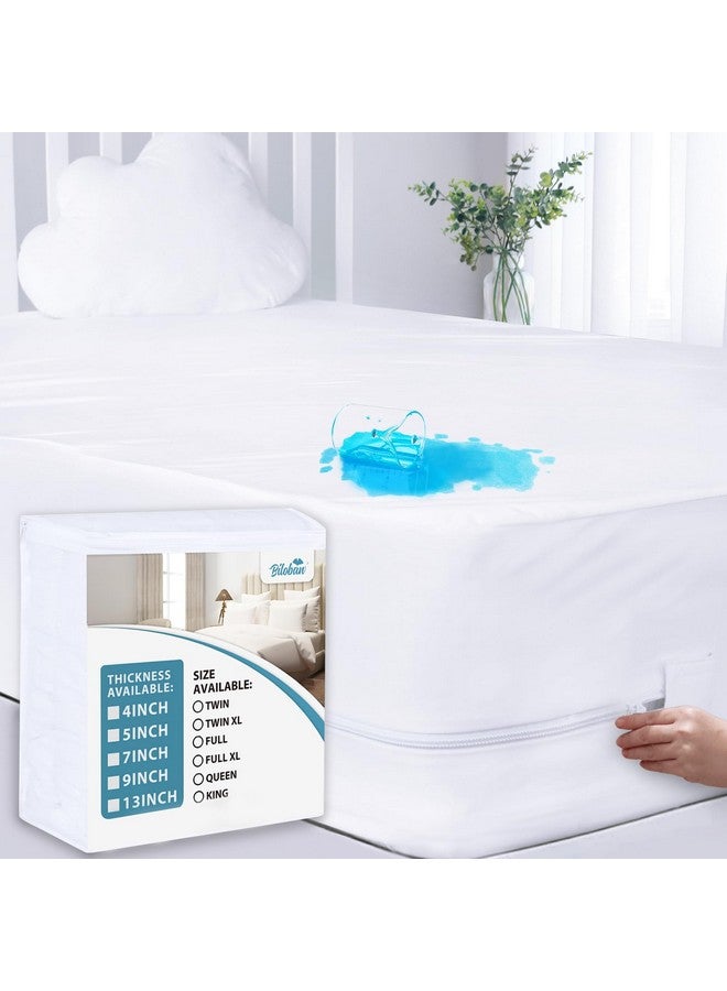 Twin Zippered Mattress Protector Waterproof (4 5 6 7 9 13Inches) Low Profile Mattress Encasement & Mattress Cover 6 Sides Wrapping Box Spring Cover Easy To Take On & Off Smooth & Breathable