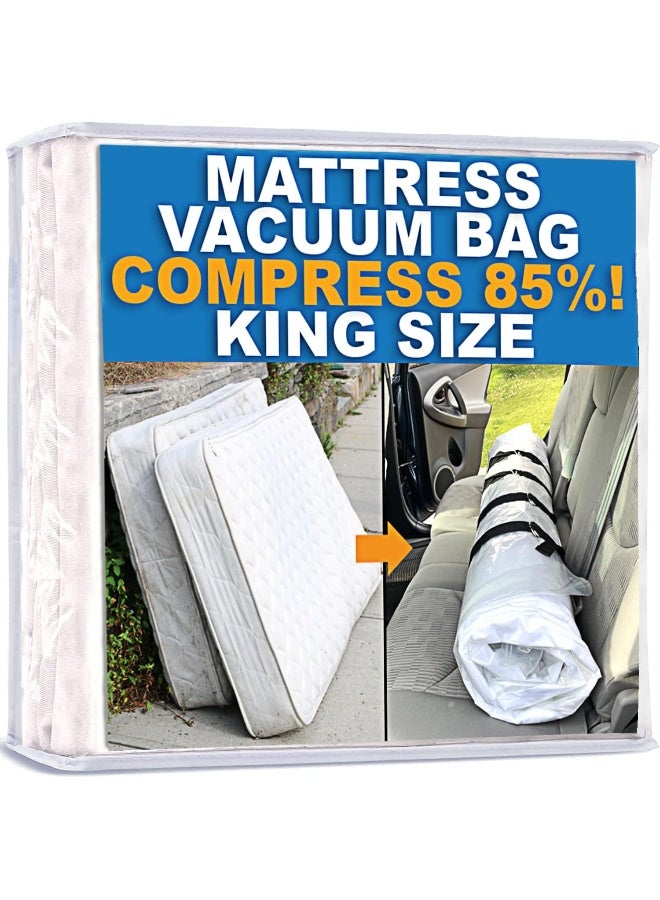 Homie  Mattress Vacuum Bag, Sealable Bag For Memory Foam Or Inner Spring Mattresses, Compression And Storage For Moving And Returns, Leakproof Valve And Double Zip Seal (King)