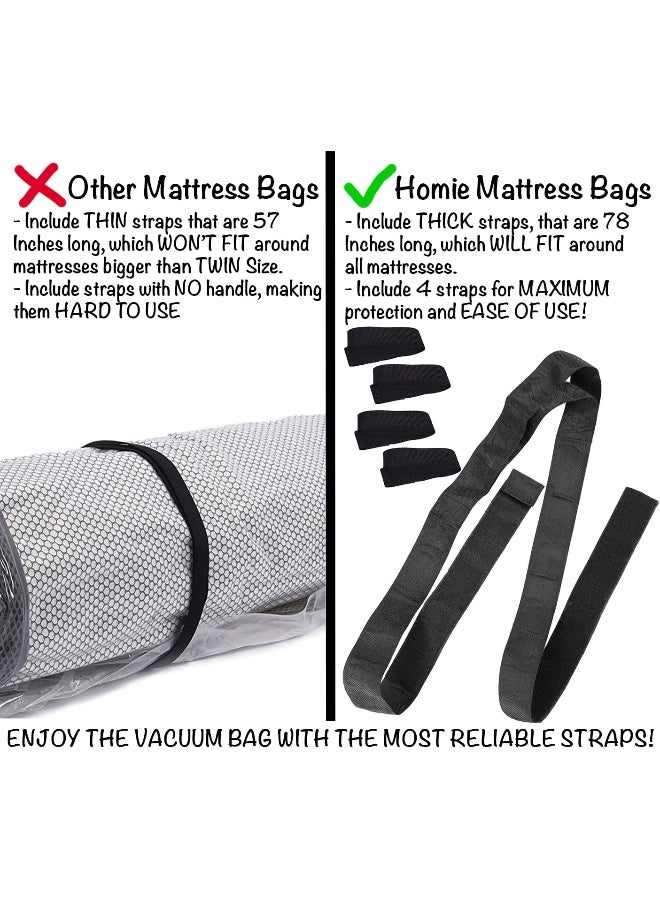 Homie  Mattress Vacuum Bag, Sealable Bag For Memory Foam Or Inner Spring Mattresses, Compression And Storage For Moving And Returns, Leakproof Valve And Double Zip Seal (King)