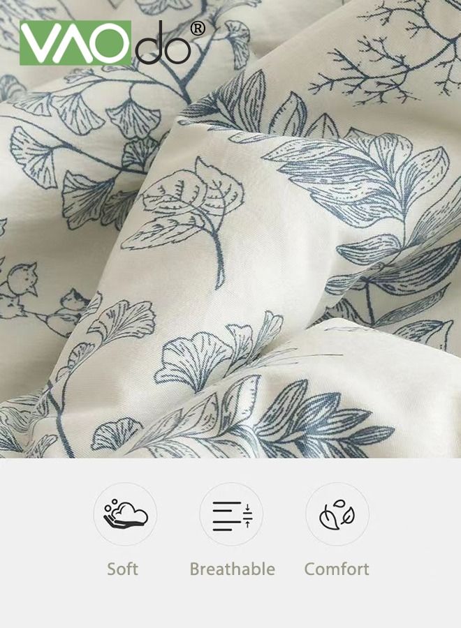 4PCS Bedspread and Duvet Cover Set Skin-Friendly Breathable Double-Sided Design Comforter Set Type A Double-Layer Yarn Washed Cotton and Linen Four-Piece Set 200*230CM