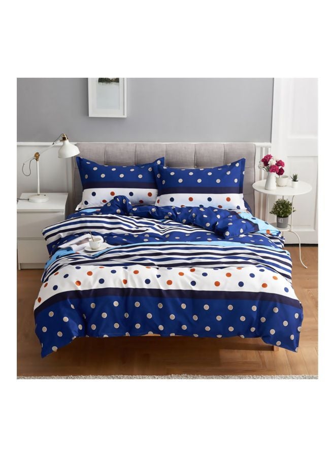 4-Piece Polyester Quilt Set Polyester Blue/White/Black