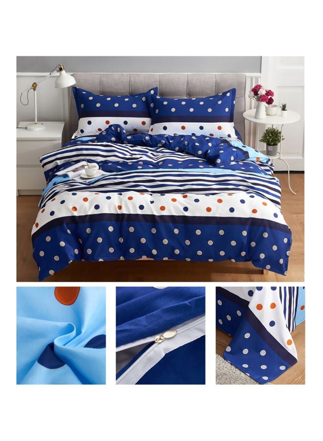 4-Piece Polyester Quilt Set Polyester Blue/White/Black