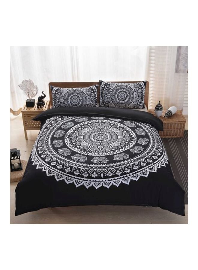 3-Piece Printed Polyester Bedding Set polyester Black/White