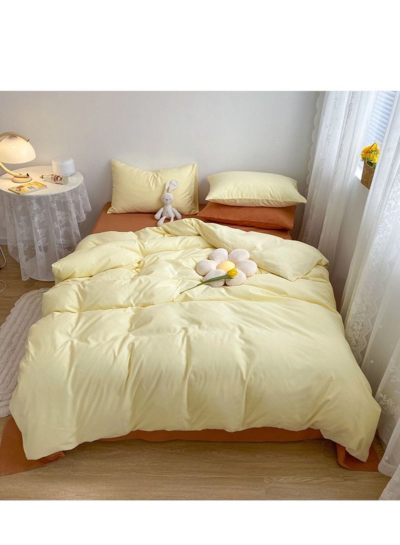 4-piece Bedding Set Microfiber Soft Quilt Set With 1 Quilt Cover 1 Flat Sheet And 2 Pillowcases 2m Bed（200*230cm）