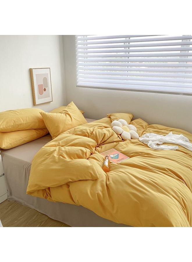 4-Piece Quilt Cover Set Polyester Yellow 200x230cm