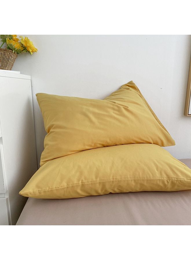 4-Piece Quilt Cover Set Polyester Yellow 200x230cm