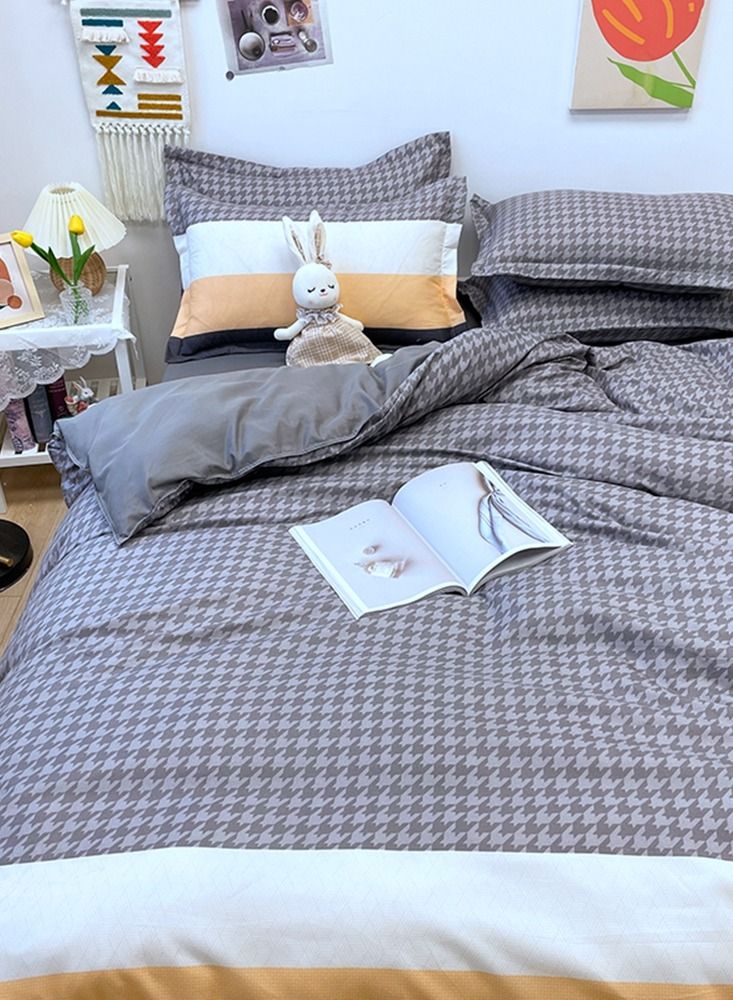 4-piece Bedding Set Microfiber Soft Quilt Set With 1 Quilt Cover 1 Flat Sheet And 2 Pillowcases 2.2m Bed（220*240cm）