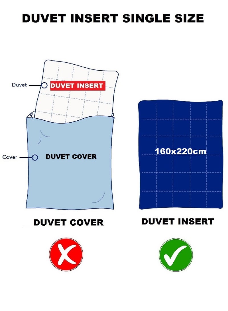 Duvet Insert Quilted Plain Cotton 160 x 220cm