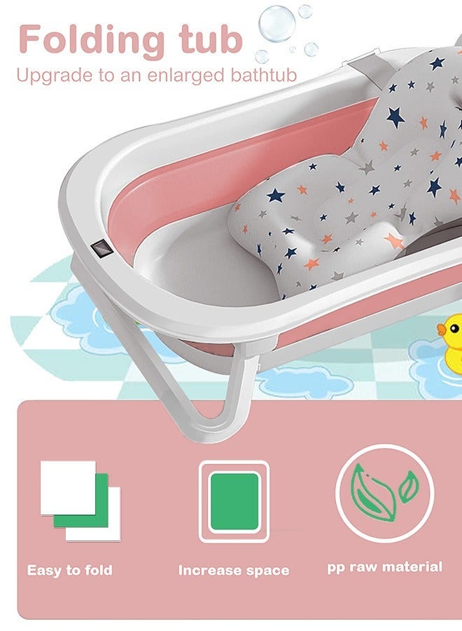 Bathtub Portable With Baby Cushion Shampoo Hat Collapsible Toddler Bath Tub