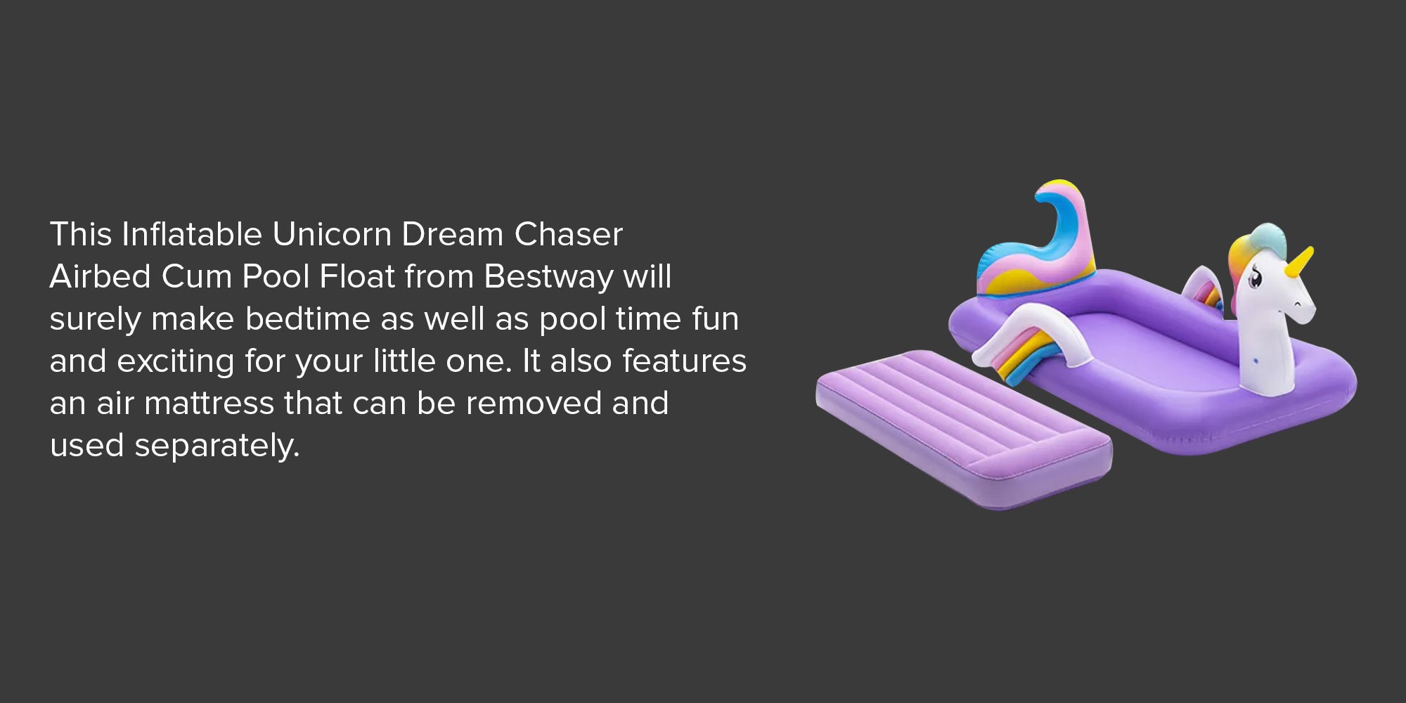 Dreamchaser Airbed - Unicorn Combination White/Purple 1.96mx1.04mx84cm