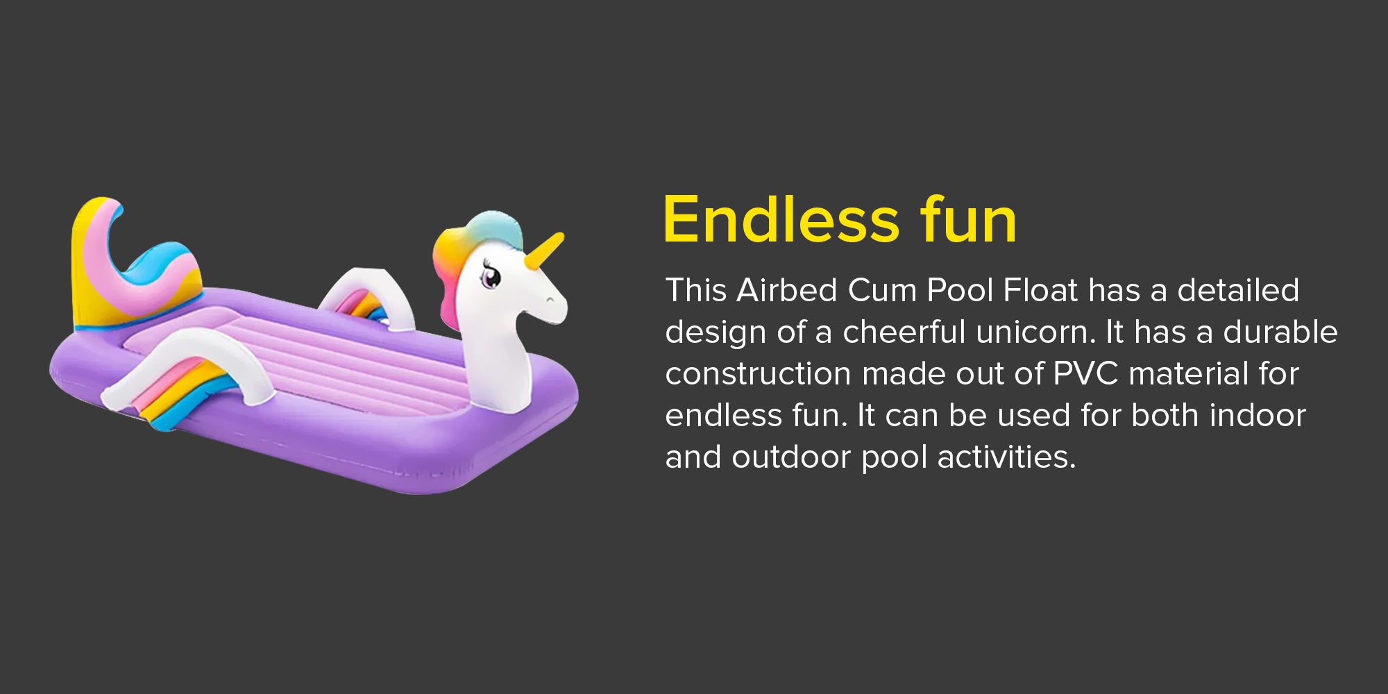 Dreamchaser Airbed - Unicorn Combination White/Purple 1.96mx1.04mx84cm