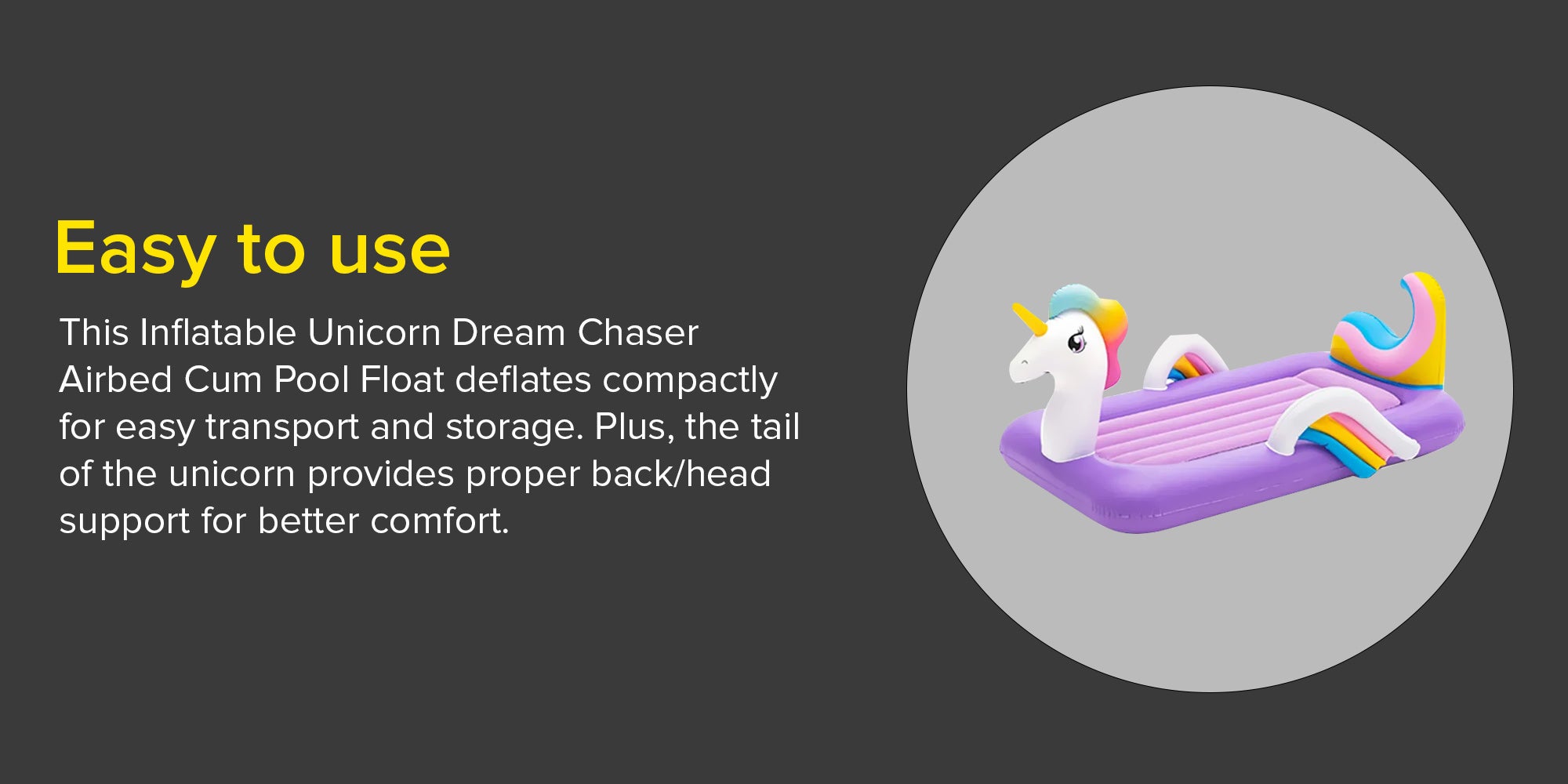 Dreamchaser Airbed - Unicorn Combination White/Purple 1.96mx1.04mx84cm
