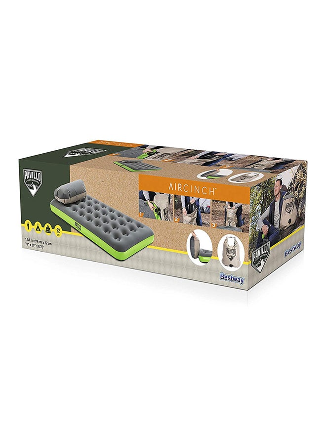 Pavillo Roll & Relax Airbed Twin 1.88m X 99cm X 22cm 26-67619 Polyester Grey/Green 188 x 99 x 22cm