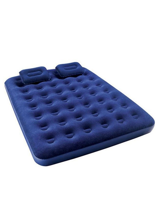 Flocked Airbed With Air Pump Polyester Blue 80x60inch