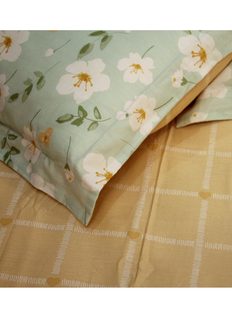 New Twill Cotton Elaine Yellow Green 200 * 230cm Bed Set of Four Pieces