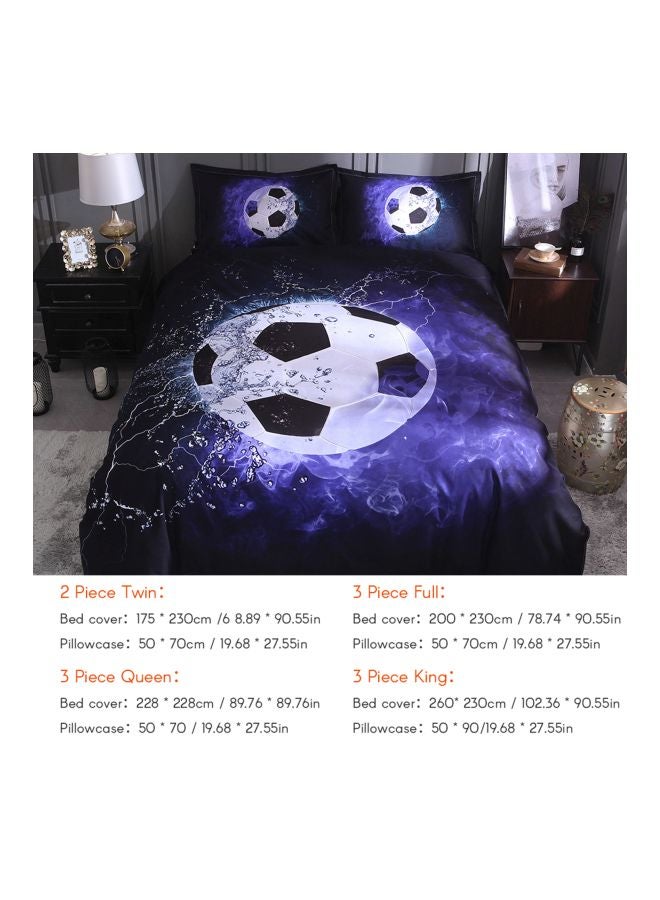 3-Piece Football Court Printed Daybed Set Polyester Blue/Black/White