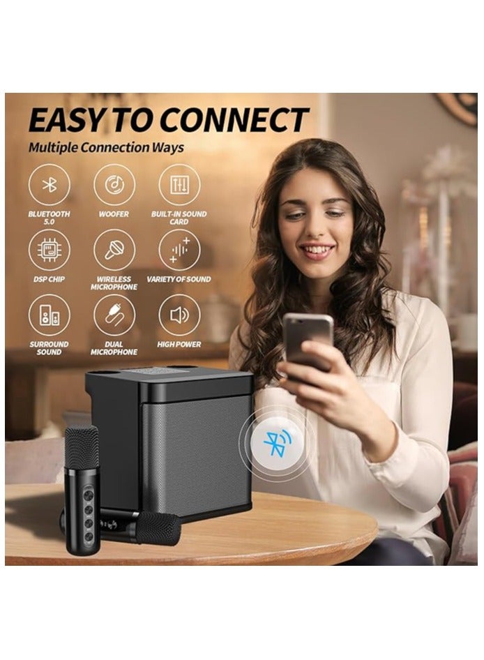 Dual Microphones, Bluetooth PA Speaker for All-Ages Indoor and Outdoor Parties Family Entertainment at Its Best