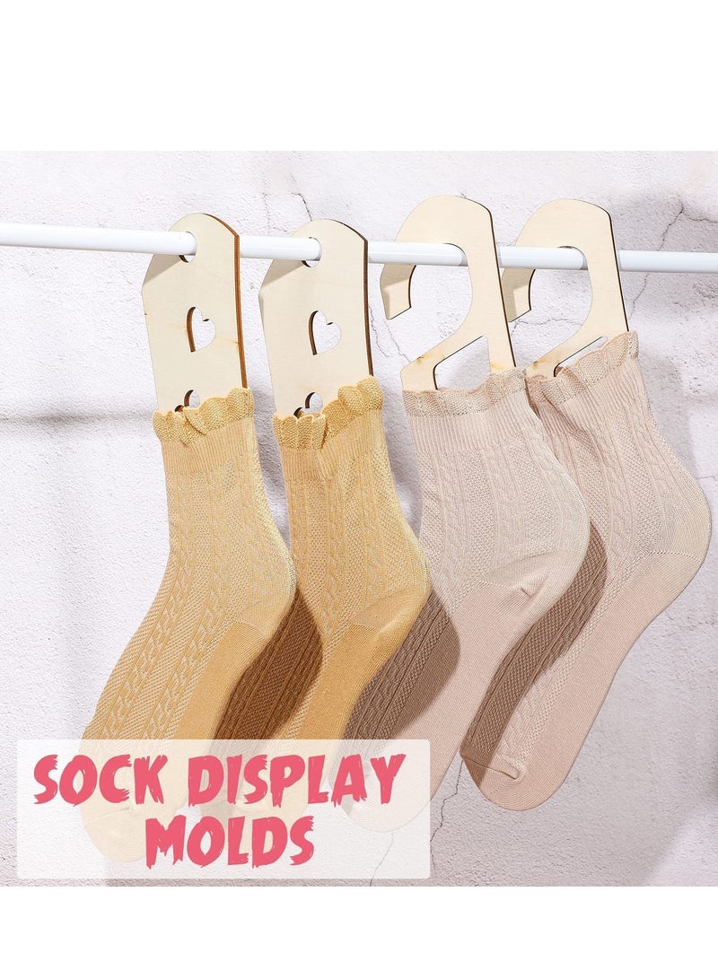 Wooden Sock Blockers for Knitting, Adjustable Blocker Knitting Crochet Stocking Display Molds Knit Form Stretchers (4 Pieces)