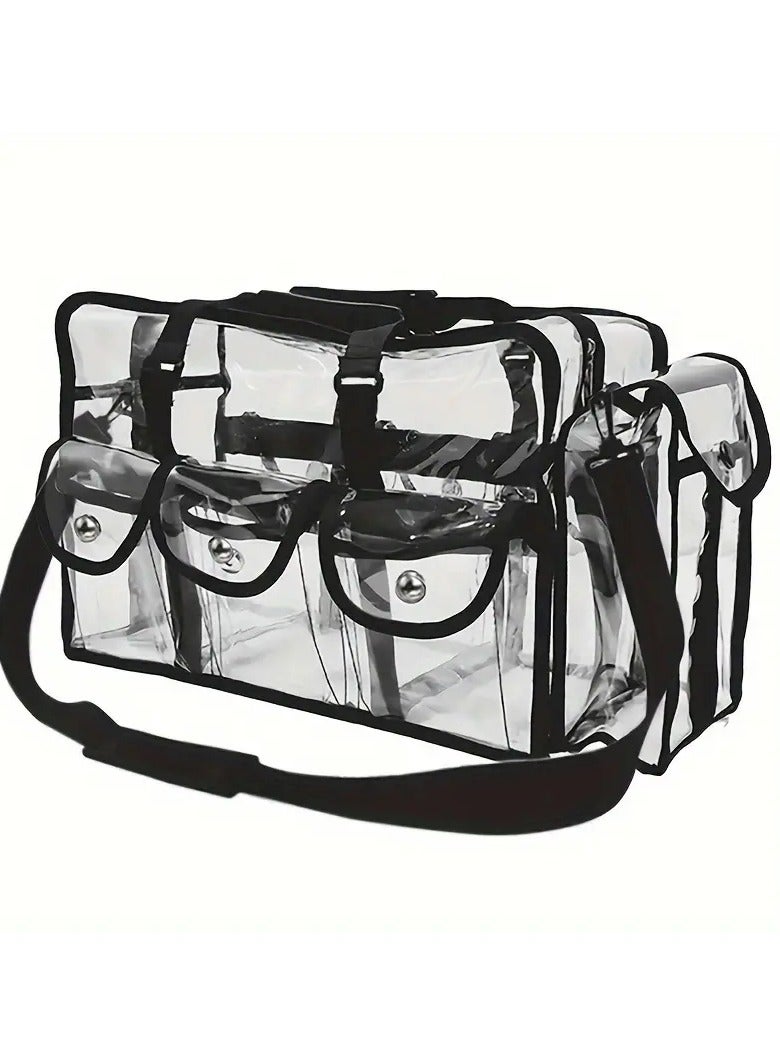 Make Traveling Easier with This Large Clear Makeup Organizer Bag - Adjustable Strap, Sturdy Zipper & External Pockets!