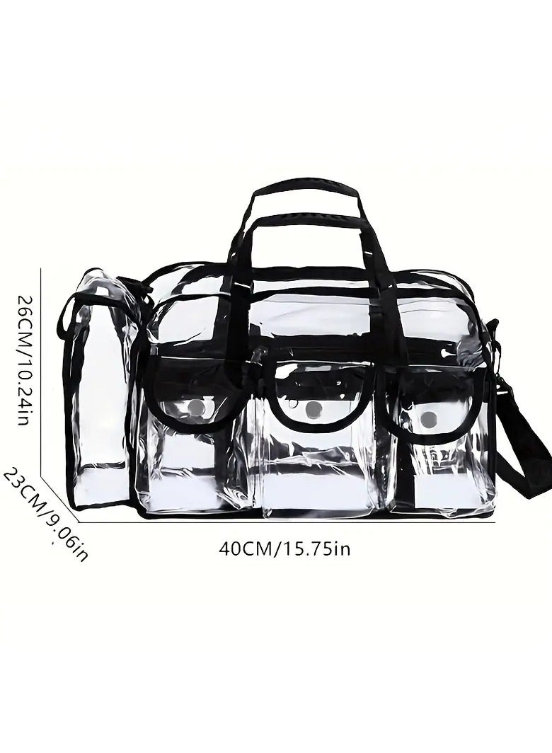 Make Traveling Easier with This Large Clear Makeup Organizer Bag - Adjustable Strap, Sturdy Zipper & External Pockets!