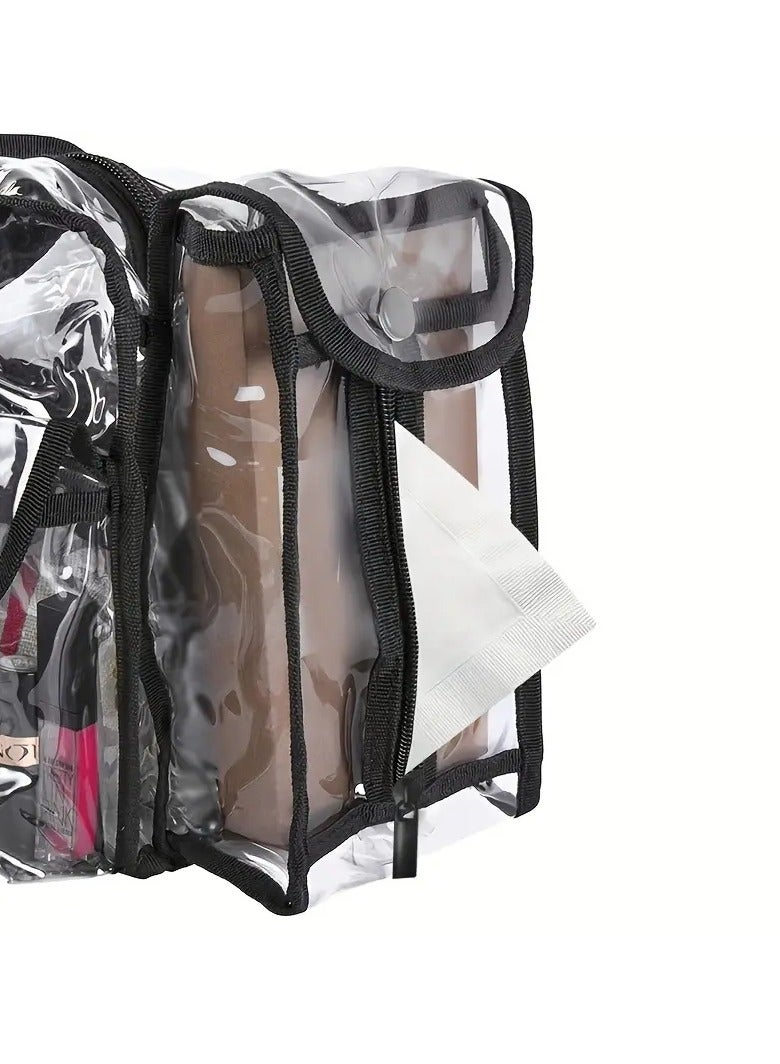 Make Traveling Easier with This Large Clear Makeup Organizer Bag - Adjustable Strap, Sturdy Zipper & External Pockets!